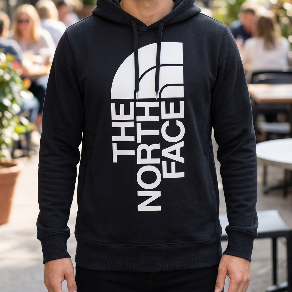 The North‎ Face Womens Half Dome Vertical Logo Hoodie Black Pullover Fleece S